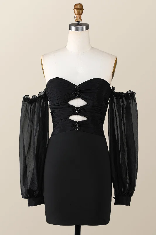Sweetheart Black Tight Mini Dress with Keyhole Classic Shift Mini Dress