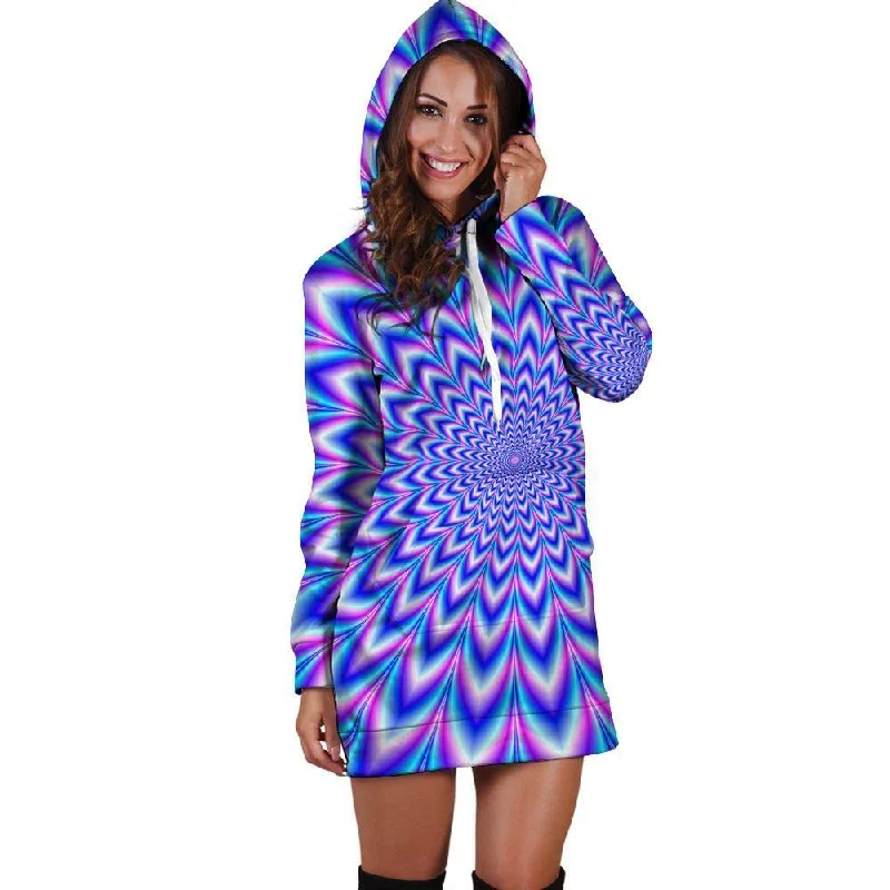 Blue Optical illusion Hoodie Dress Hoodie with Slim Fit Tailored Modern