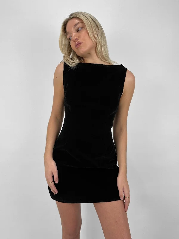A-Line Structured Velvet Mini Dress Cozy A-Line Mini Dress