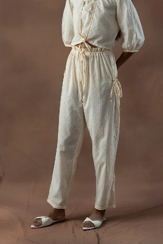 Maahru Narrow Organic Cotton Lurex Trouser Trousers Denim Blue