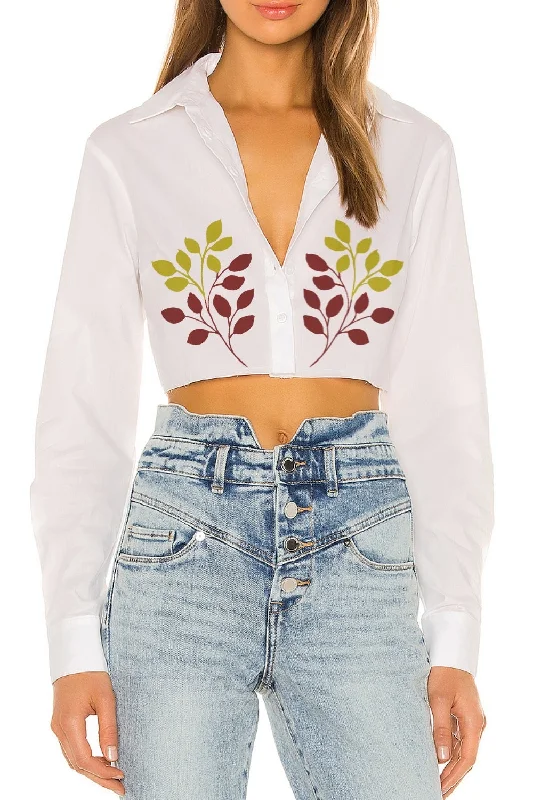 Ryod White Crop Top Welt Pockets Slit Pockets Flap Pockets