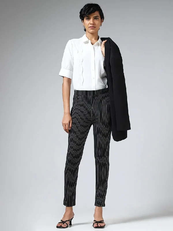 Wardrobe Black Pinstripes Trousers Trousers fashionable chic
