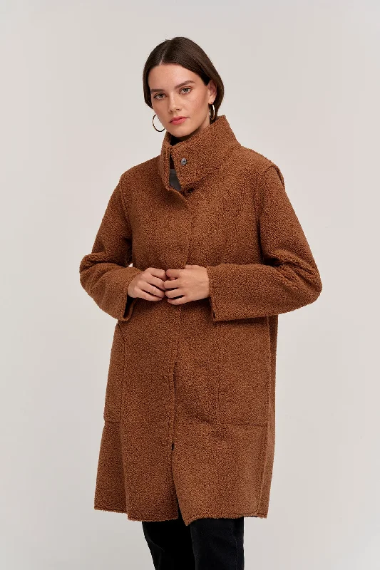 MIRABEL FAUX LUX SHERPA REVERSIBLE COAT Trench Raincoat Windbreaker