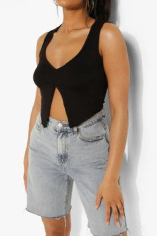 Petite Cut Out Crop Top Cozy Warm Stylish