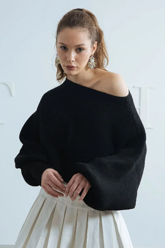 Puffed Sleeves Pullover - Mitcha Label Hooded Pullover Sweater