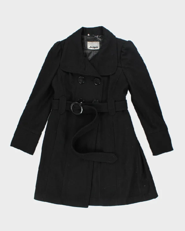 Vintage Guess Black Wool Blend Coat - L Quilted Jacket Anorak Windbreaker