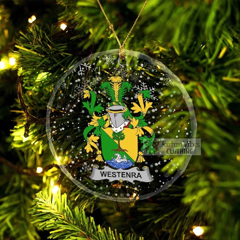Westenra Irish Clan Christmas Glass Ornament with Coat of Arms Kimono Robe Cloak