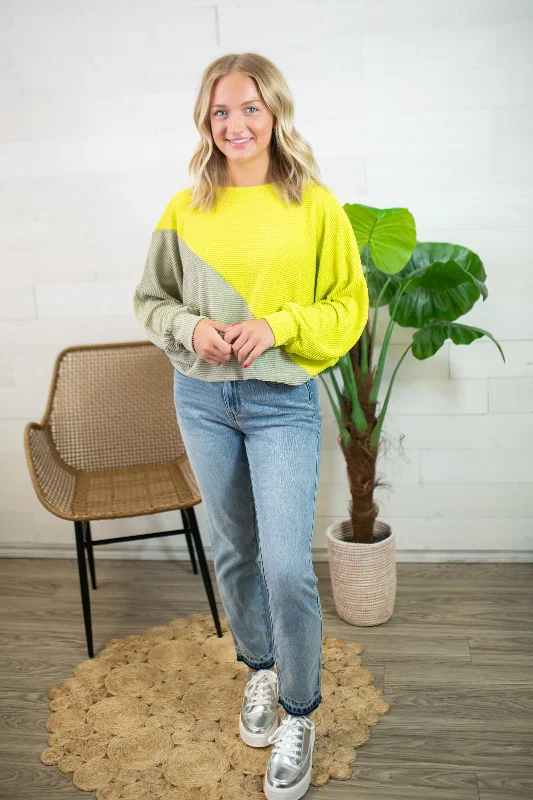 Long Sleeve Pullover Top Moss Green Deep Neck Pullover