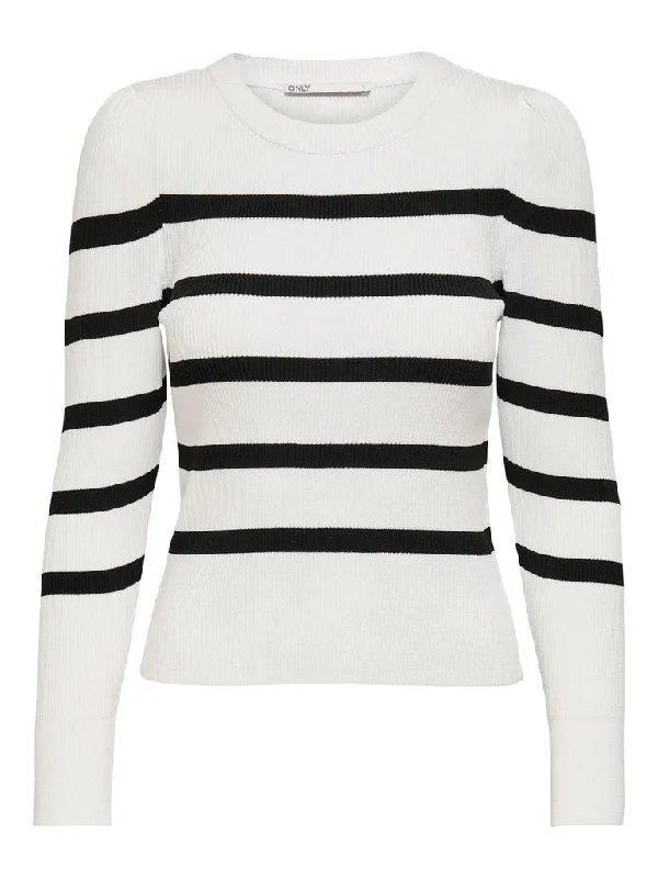 Only Sally - Puf stribet pullover High Neck Pullover