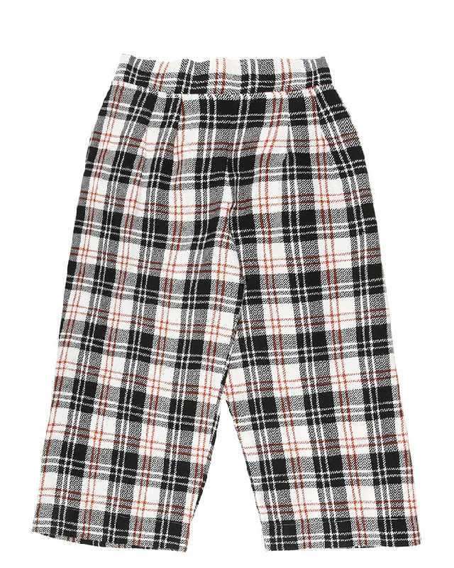 White, Black And Orange Tartan Checked Cropped Trousers - W 31 L23 Trousers Formal Black White, Black And Orange Tartan Checked Cropped Trousers - W 31 L23 Trousers Formal Black
