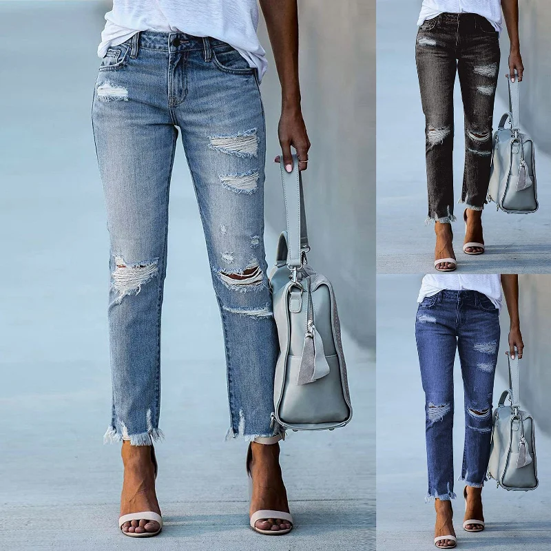 Casual Women's Elasticated Lace-up Slim-fit Jeans Trousers Trousers Recommended Stylist Casual Women's Elasticated Lace-up Slim-fit Jeans Trousers Trousers Recommended Stylist