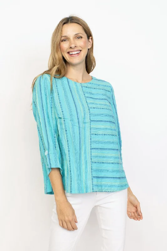 Habitat 46732 Costal Boho Button Back Pullover Cap Sleeve Casual