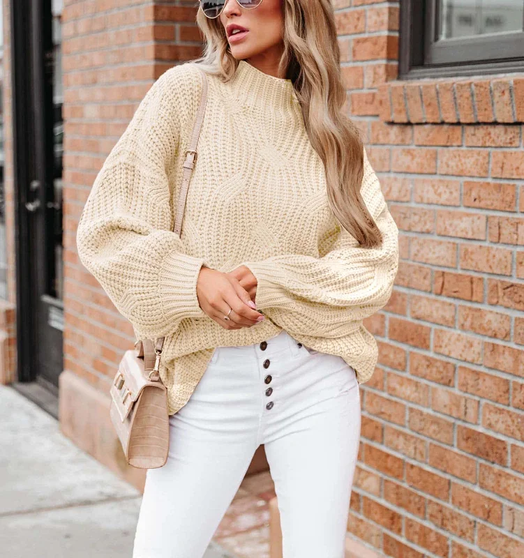Long Sleeve Knit Solid Pullover Three Quarter Sleeve