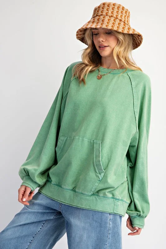 Casually Perfect Washed Sage Pullover Soft Wool Sweater