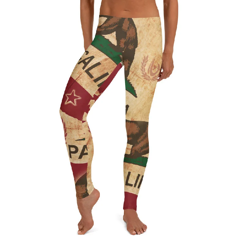 Logo California Leggings Stylish Pockets Active Leggings