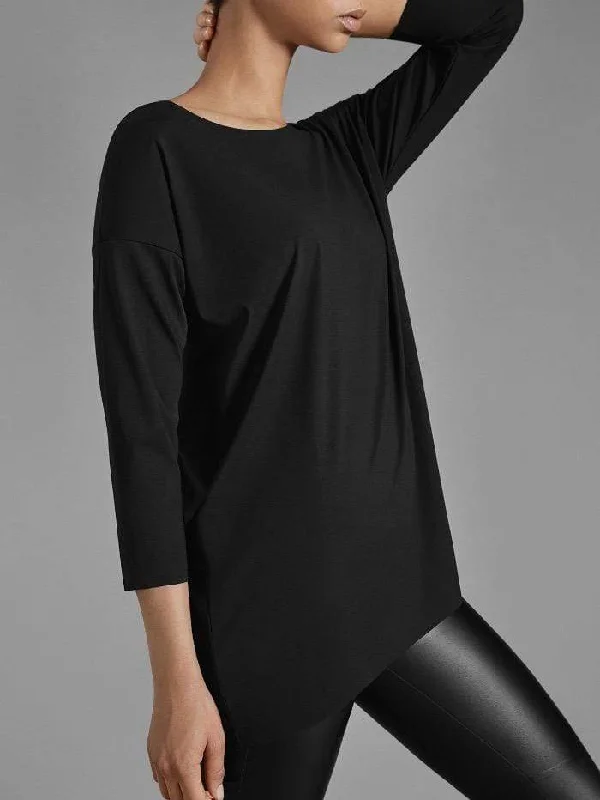 Wolford SS Aurora Black Pure Cut Pullover 52802 7005 Oversized Cozy Pullover