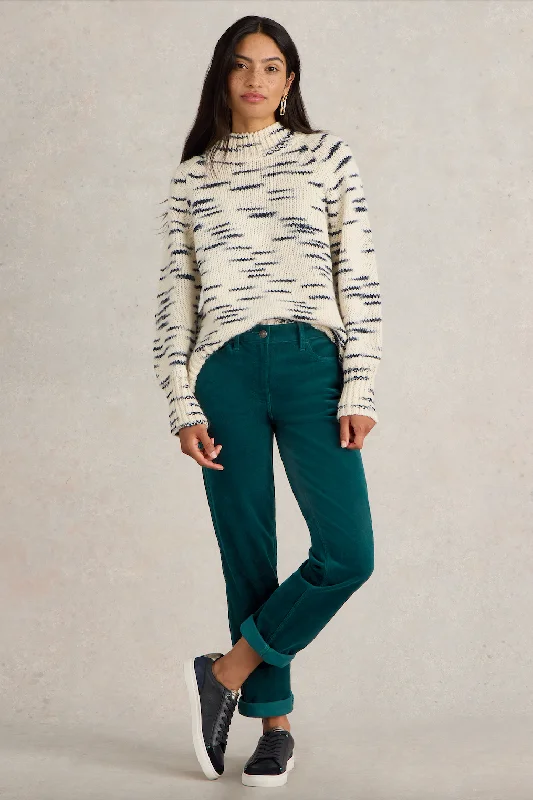 White Stuff Brooke Straight Cord Trouser in Dark Green Trousers Harem Relaxed Fit