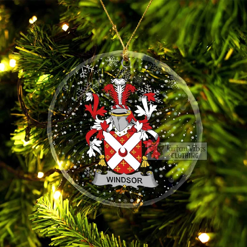 Windsor Irish Clan Christmas Glass Ornament with Coat of Arms Satin Silk Chiffon
