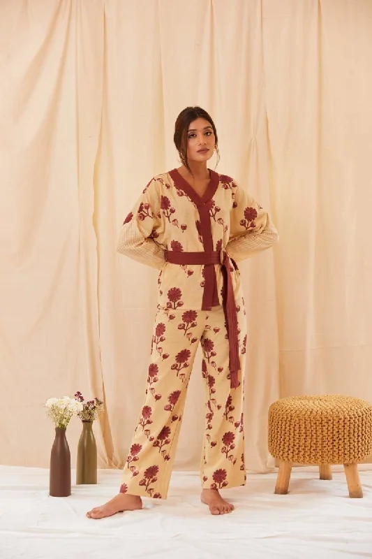 Poppy Breeze- Block Printed Trousers Trousers Silk Elegant