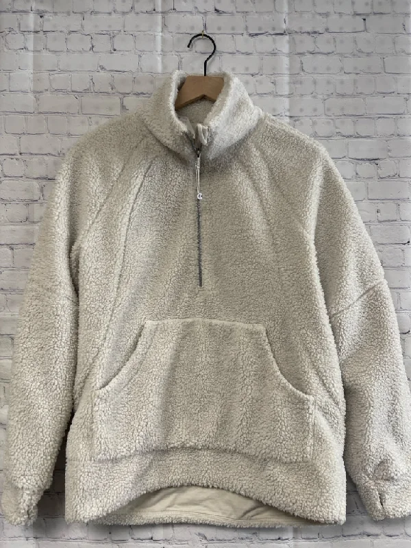 Size Small Ladies Cream Sherpa lulu lemon Pullover Cable Knit Chunky