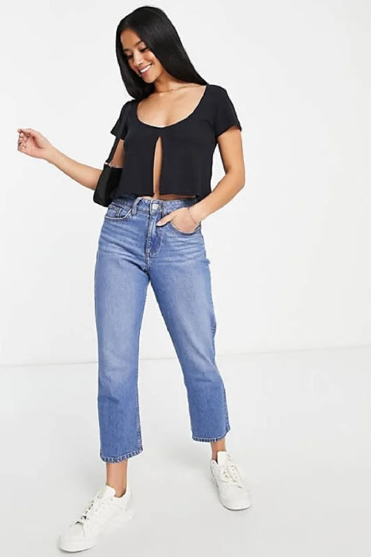 Cant Deal Black Crop Top Front Pockets Side Pockets Patch Pockets