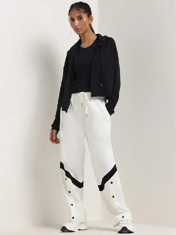 Studiofit White Cotton Trousers Trousers Satin Smooth
