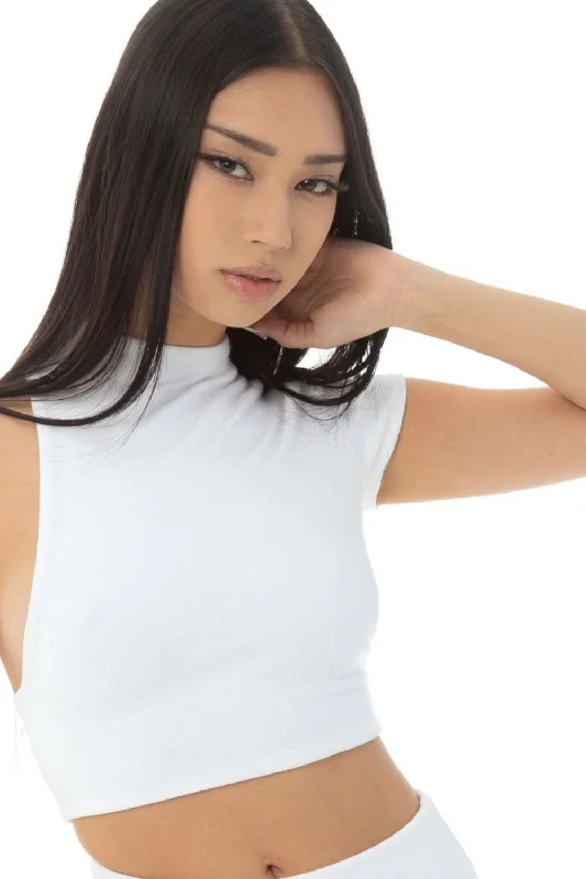 Monday Again White Crop Top Anti-Pilling Machine Wash Handmade