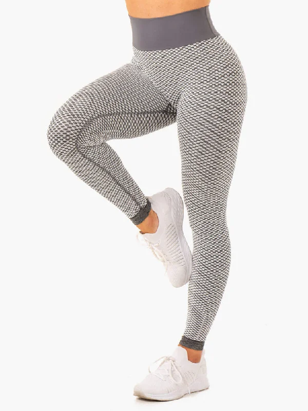 Ryderwear | Honeycomb Scrunch Seamless Leggings - Grey Marl Stylish High-Waisted Leggings Ryderwear | Honeycomb Scrunch Seamless Leggings - Grey Marl Stylish High-Waisted Leggings