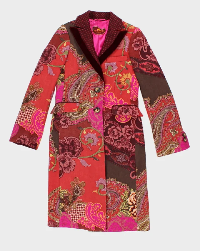 Women's Etro Milano Fitted Coat - S Herringbone Houndstooth Plaid