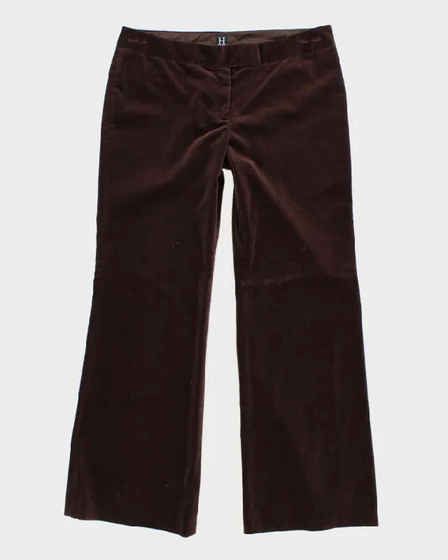 00s Hilfiger Brown Velvet Trousers - W36 L32 Trousers Low Rise Relaxed