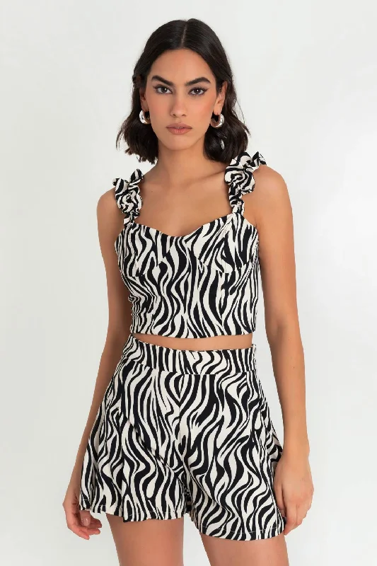 Crop top animal print con  tirantes olanes Plaid Crop Top Polka Dot Checkered