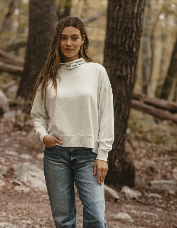 Puremeso Funnel Neck Pullover in Stone Open Front Cardigan