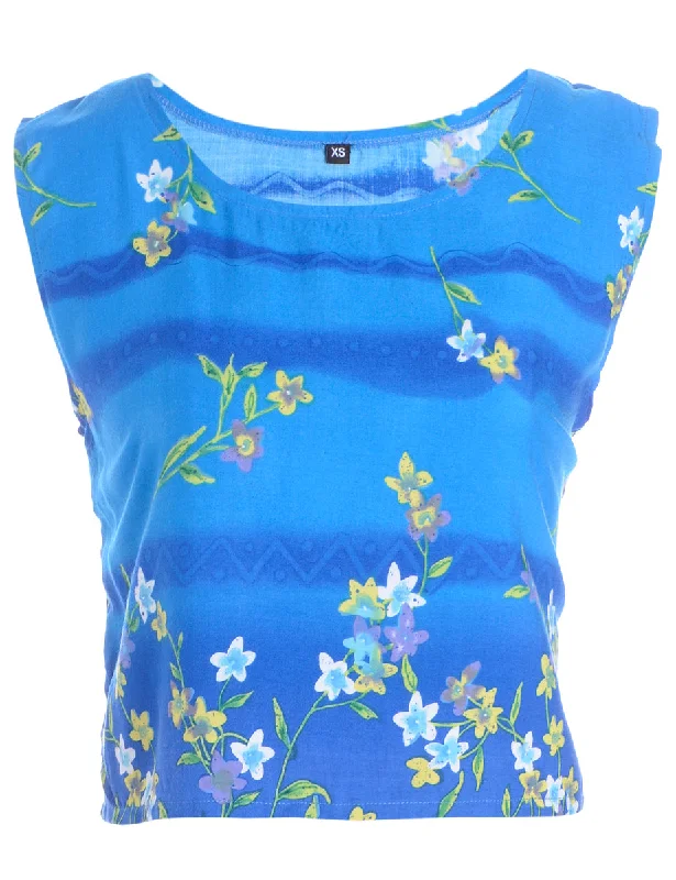 Label Floral Chrissie Crop Top Knit Fabric Woven Fabric Fleece Fabric