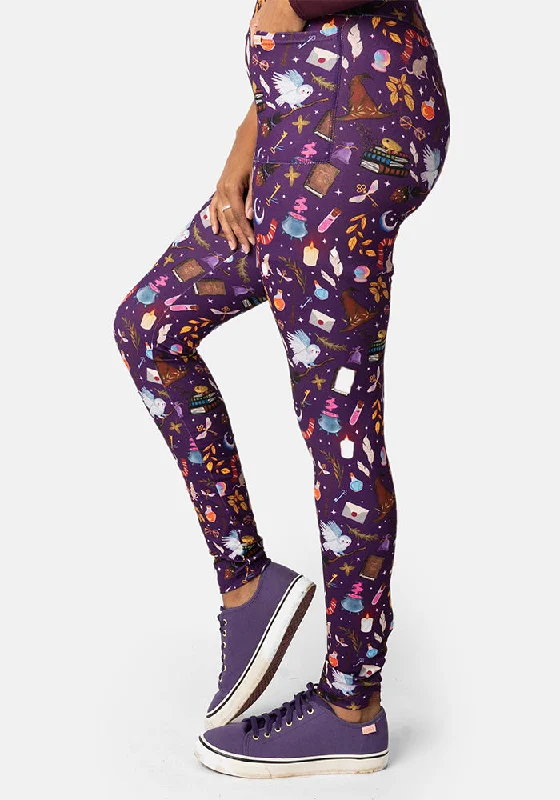 Rene Wizard Print Popsy Leggings Trendy Full-Length Leggings