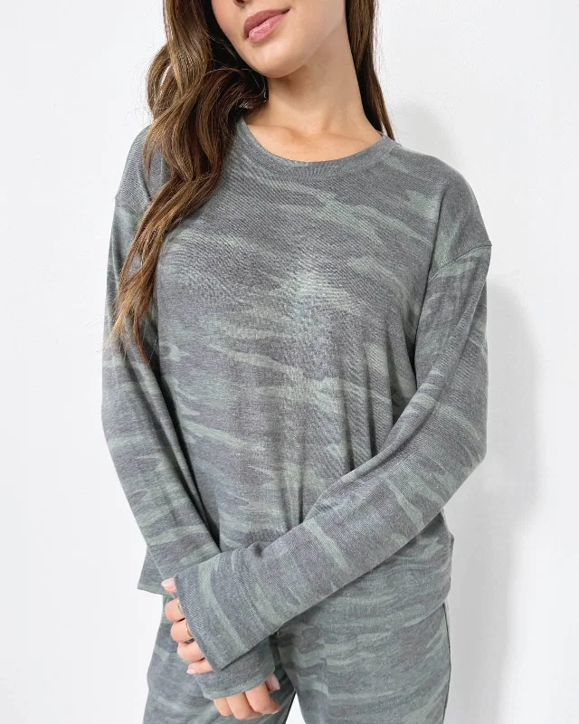 Supersoft Camo Pullover Boat Neck Sweater