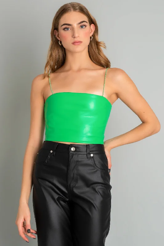 Crop top con tirantes elásticos efecto piel Graphic Embroidered Appliqued