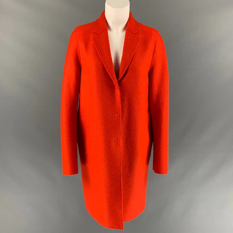 HARRIS WHARF LONDON Size 6 Orange Textured Wool Coat Parka Down Jacket Wool Coat