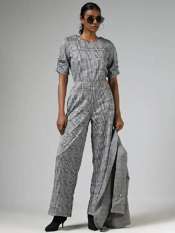 Wardrobe Grey Plaid Checked Trousers Trousers Summer Linen