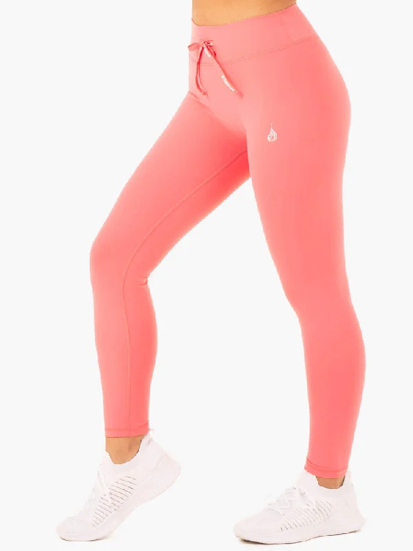 Ryderwear | Replay High Waisted Leggings - Coral Comfortable Wide-Band Leggings