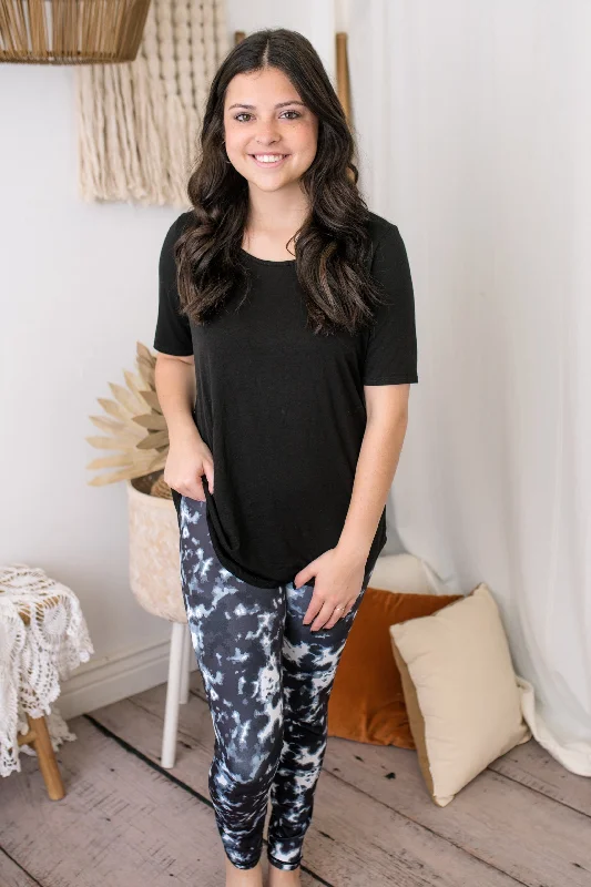 Smooth Black Marble Leggings Comfortable Yoga Tights Leggings
