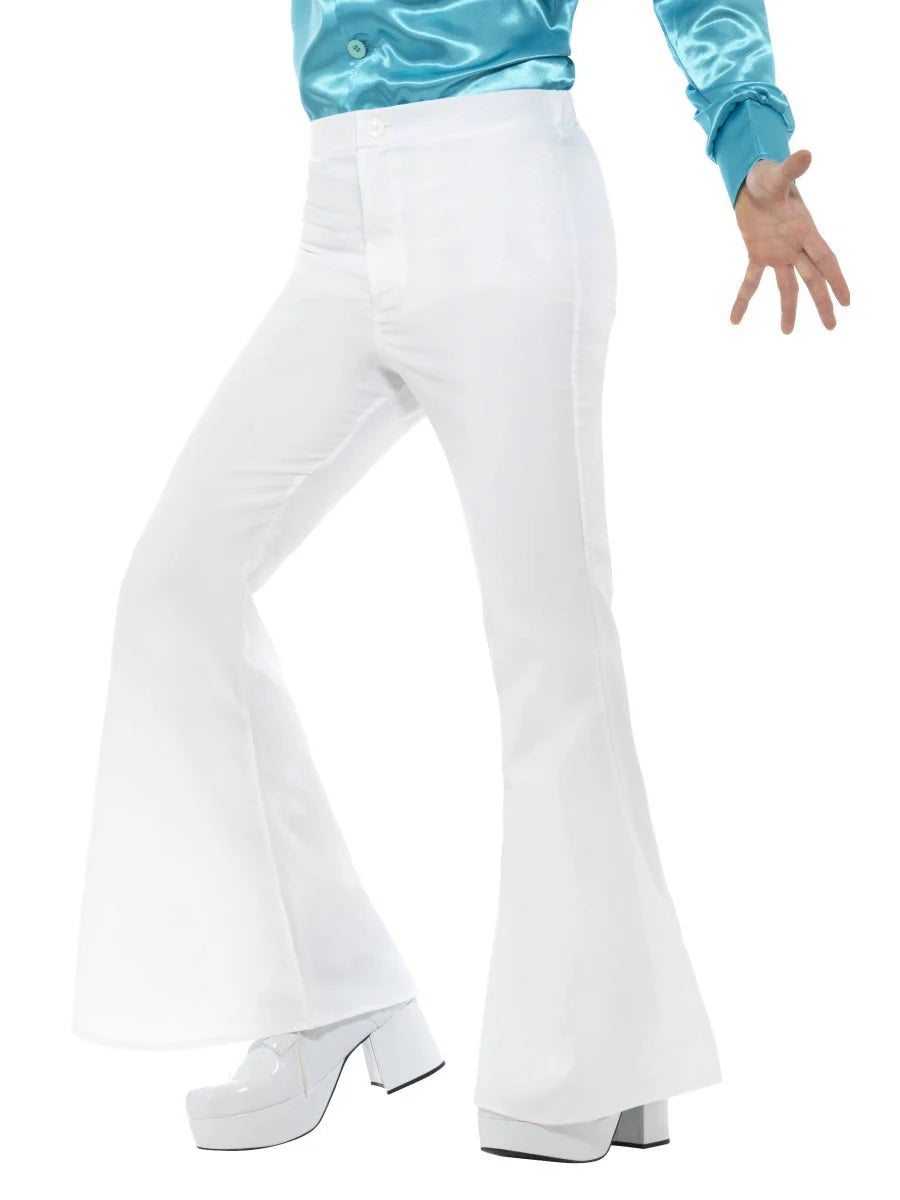 Men's White Flared Trousers Trousers practical durable