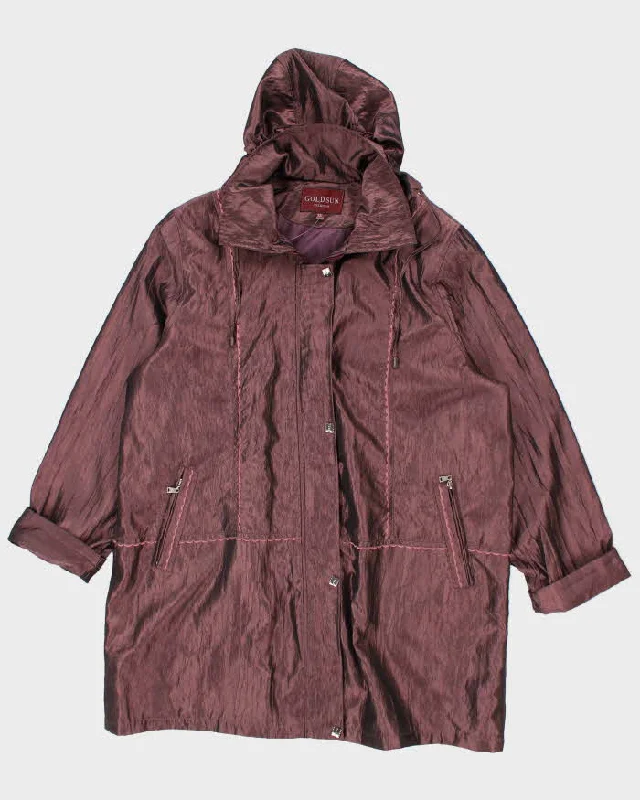 Women's Gold Sun Purple Trench Rain Coat - XXXL Pockets Sleeves Lining