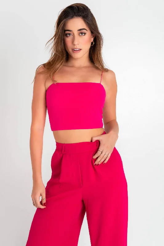 Crop top bandeau con tirantes Beaded Sequined Faux Fur