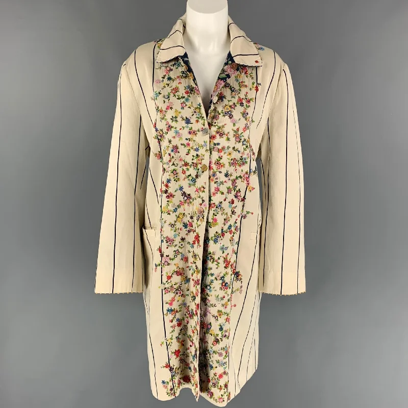 PE'RO Size 4 Multi-Color Stripe Embroidered Reversible Coat Shawl Collar Notch Collar Lapel Collar PE'RO Size 4 Multi-Color Stripe Embroidered Reversible Coat Shawl Collar Notch Collar Lapel Collar
