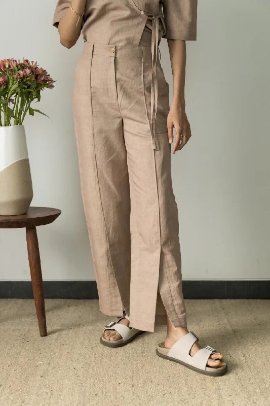 Split-Hem Cotton Trousers Trousers versatile all-occasion
