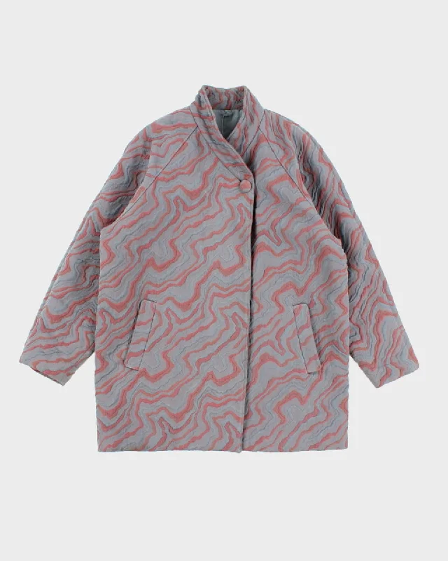 Vintage Women's Patterned Coat - M Cuffed Rolled Raglan