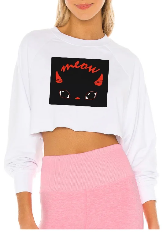 Wey White Crop Top Terry Blend Velvet Blend Canvas Blend