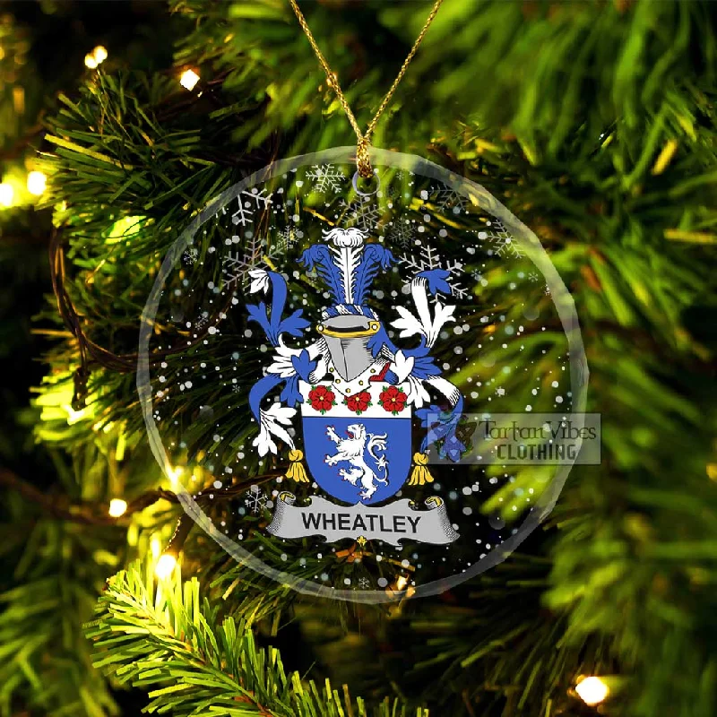 Wheatley Irish Clan Christmas Glass Ornament with Coat of Arms Cuffed Rolled Raglan