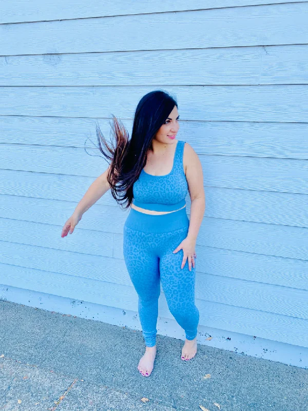 Blue Leopard leggings Stylish Stretch-Waist Leggings