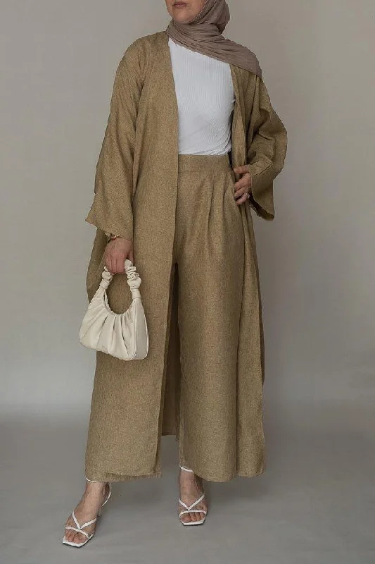 Aroa high waist wide leg palazzo trouser in khaki with pockets bisht fabric Trousers Spring Floral Aroa high waist wide leg palazzo trouser in khaki with pockets bisht fabric Trousers Spring Floral